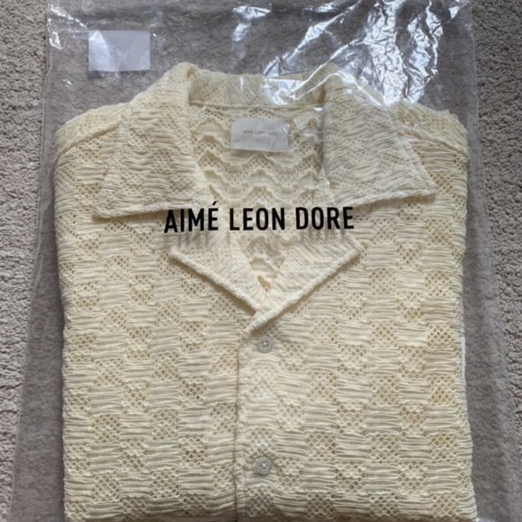 Aime Leon Dore Rico Shirt AfterGlow lace size XS crochet Woven Button - Picture 2 of 6